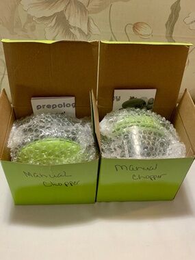 Lot of Two (2) Prepology Bright Green Manual Chopper Choppers - NIB